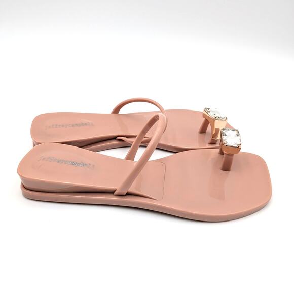 Jeffrey Campbell Balia Jelly Toe Ring Jewel Wedge Sandal Nude Size US7 EU38 - Picture 3 of 11